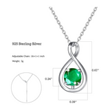 "Étreinte Infinie" Pendentif en Argent Sterling avec Symbole Infini et Pierre de Naissance de Mai Émeraude - Argent