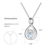 "Étreinte Infinie" Pendentif en Argent Sterling avec Symbole Infini et Pierre de Naissance de Juin Pierre de Lune - Argent