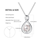 "Étreinte Infinie" Pendentif en Argent Sterling avec Symbole Infini et Pierre de Naissance de Juin Perle Blanche - Argent