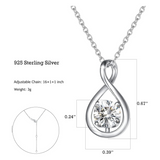 "Étreinte Infinie" Pendentif en Argent Sterling avec Symbole Infini et Pierre de Naissance d'Avril Zircon Cubique - Argent