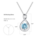 "Étreinte Infinie" Pendentif en Argent Sterling avec Symbole Infini et Pierre de Naissance de Mars Aigue-marine - Argent