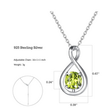"Étreinte Infinie" Pendentif en Argent Sterling avec Symbole Infini et Pierre de Naissance d'Août Péridot - Argent