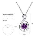 Collier pendentif en argent sterling avec symbole infini en améthyste, pierre de naissance de février "Étreinte Infinie"