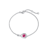 Bracelet en argent sterling avec symbole infini en tourmaline rose, pierre de naissance d'octobre "Étreinte Infinie"