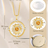FANCIME "My Sunshine" Tournesol Nacre Citrine Pierre de naissance Rotatif Collier en argent sterling