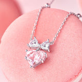 FANCIME "Nœud pour Princesse" Collier en Argent Sterling Cœur Rose