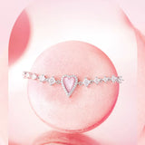 FANCIME "Moment Rose" Bracelet en Argent Sterling Cœur Rose Avec Perle Blanche et Pierres CZ