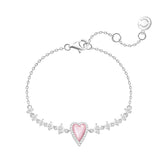 FANCIME "Moment Rose" Bracelet en Argent Sterling Cœur Rose Avec Perle Blanche et Pierres CZ