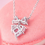 FANCIME "Nœud pour Princesse" Collier en Argent Sterling Cœur Rose