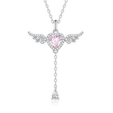 FANCIME "L'Amour de l'Ange" Collier en Argent Sterling avec Pierre de Naissance de Mars Aigue-Marine