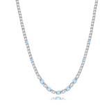FANCIME "Glamour Radiance" Collier en argent sterling avec aigue-marine taillée fantaisie de mars