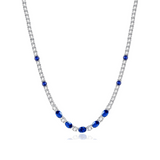 Collier tennis en argent sterling avec saphir bleu taillé fantaisie, pierre de naissance de septembre "Radiance Glamour"