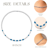 Collier tennis en argent sterling avec topaze bleue taillée fantaisie, pierre de naissance de décembre "Radiance Glamour"