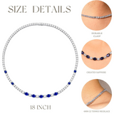 Collier tennis en argent sterling avec saphir bleu taillé fantaisie, pierre de naissance de septembre "Radiance Glamour"