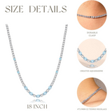 FANCIME "Glamour Radiance" Collier en argent sterling avec aigue-marine taillée fantaisie de mars
