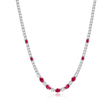 "Glamour Radiance" Collier en argent sterling avec rubis taillé fantaisie de juillet