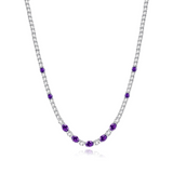 "Glamour Radiance" Collier en argent sterling avec améthyste taillée fantaisie de février