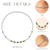 Collier tennis en argent sterling avec péridot taillé fantaisie, pierre de naissance d'août "Radiance Glamour"