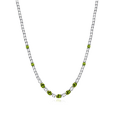 Collier tennis en argent sterling avec péridot taillé fantaisie, pierre de naissance d'août "Radiance Glamour"