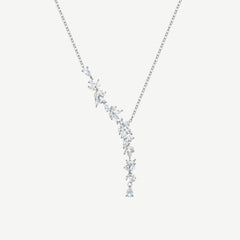 Collier en argent sterling FANCIME "Murmure de glycine" avec goutte de fleur Y