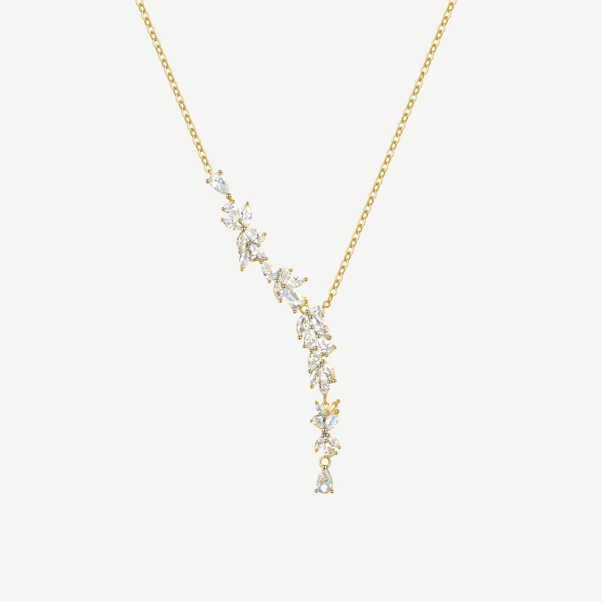 Collier en argent sterling FANCIME "Murmure de glycine" avec goutte de fleur Y