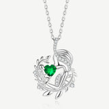 Collier Cœur Mère Arbre de Vie en Argent Sterling avec Émeraude