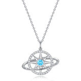 FANCIME "Promesse Stellaire" Collier en argent sterling avec aigue-marine de mars