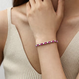 "Glamour Radiance" Bracelet en Argent Sterling avec Pierre de Naissance d'Octobre, Tourmaline Taillée
