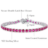 "Rouge Royal" Bracelet Tennis en Argent Sterling Rubis Pierre de Naissance de Juillet