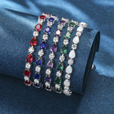 "Glamour Goutte" Pierre de naissance d'octobre Opale Bracelet de tennis en argent sterling Chaîne Bolo classique