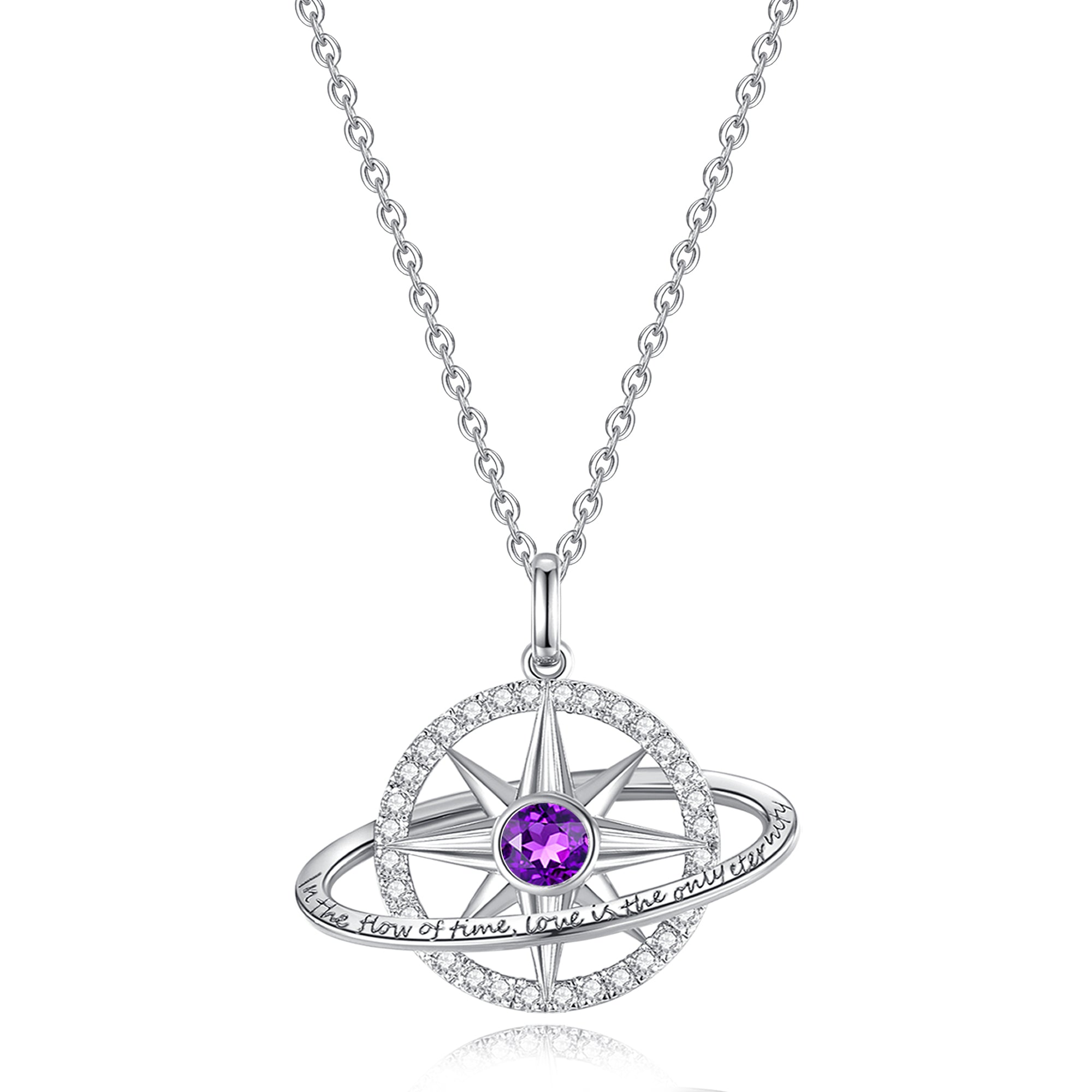 FANCIME "Promesse Stellaire" Collier en argent sterling avec améthyste de février