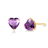 Boucles d'oreilles en forme de cœur en or jaune 14k avec pierres précieuses