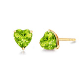 Boucles d'oreilles en forme de cœur en or jaune 14k avec pierres précieuses