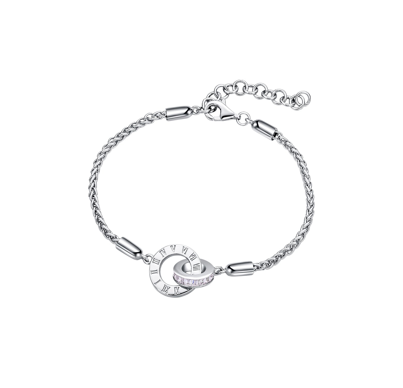 FANCIME "Temps Romain" Bracelets en Argent Sterling Chaîne de Blé Cercles Entrelacés pour Couples