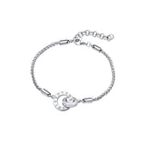 FANCIME "Temps Romain" Bracelets en Argent Sterling Chaîne de Blé Cercles Entrelacés pour Couples