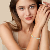 Bracelet tennis en argent sterling "Eternal Elegance" Pierre de naissance de juin Pierre de lune Chaîne Bolo classique
