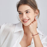 "Force Audacieuse" Bracelet Tennis en Argent Sterling Grenat Rouge
