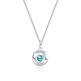 FANCIME  “TOMBEZ AMOUREUX” Colliers en argent sterling pour couples avec zircon bleu