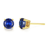 Boucles d'oreilles en pierres précieuses en or jaune massif 14k en forme ronde FANCIME