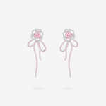 FANCI ME "Rose Amour" Sterling Silver Satin Bow Earrings Main