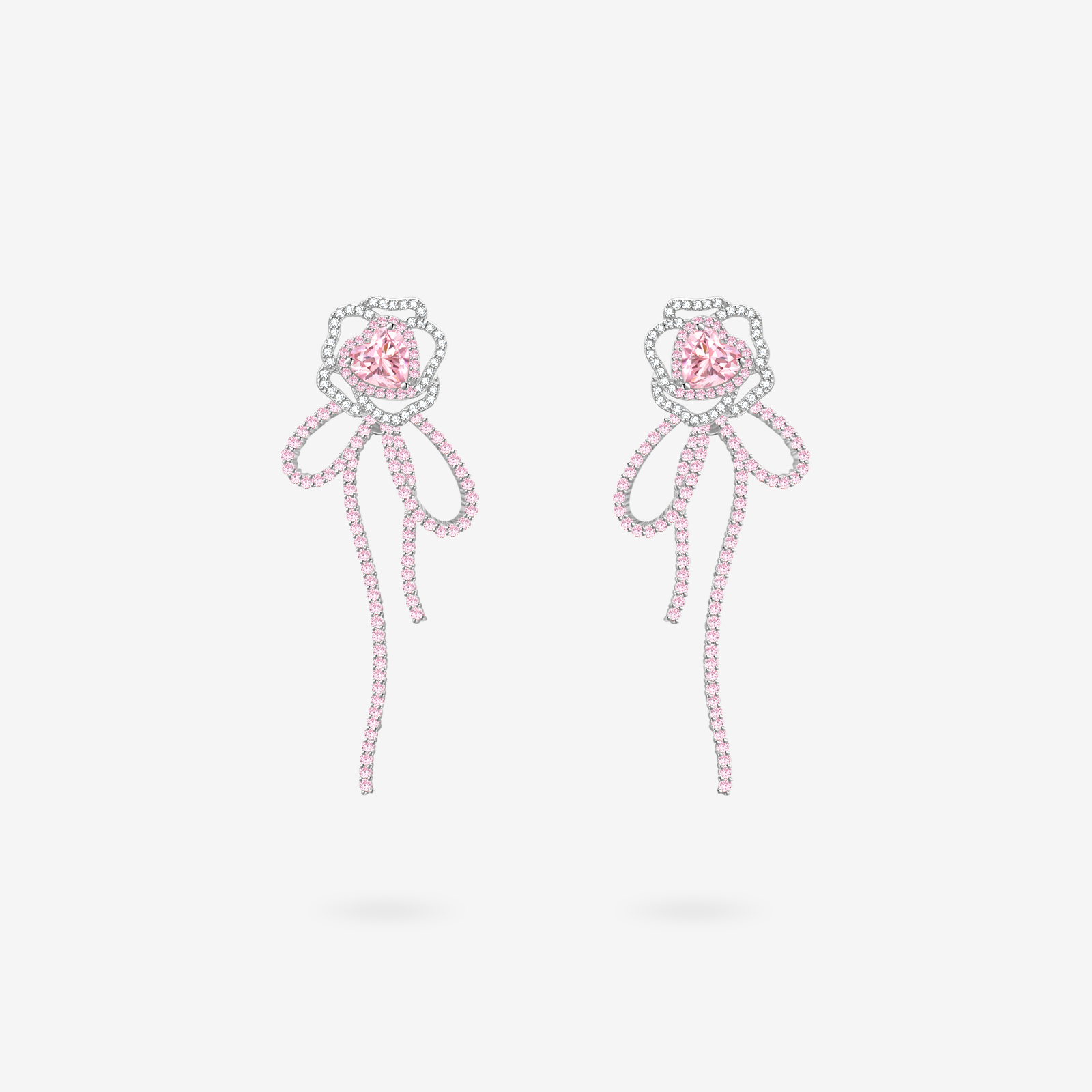 FANCI ME "Rose Amour" Sterling Silver Satin Bow Earrings Main