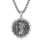Collier Pendentif pour Hommes en Argent Sterling avec Médailles de Saint Christophe Série Saint FANCIME