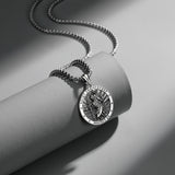 Collier Pendentif pour Hommes en Argent Sterling avec Médailles de Saint Christophe Série Saint FANCIME