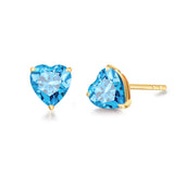 Boucles d'oreilles en forme de cœur en or jaune 14k avec pierres précieuses