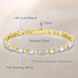 "Radiance Glamour" Bracelet en Pierre de Lune Taillé Fancy en Argent Sterling de Juin
