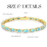 "Glamour Radiance" Bracelet en Argent Sterling avec Pierre Turquoise Taillée