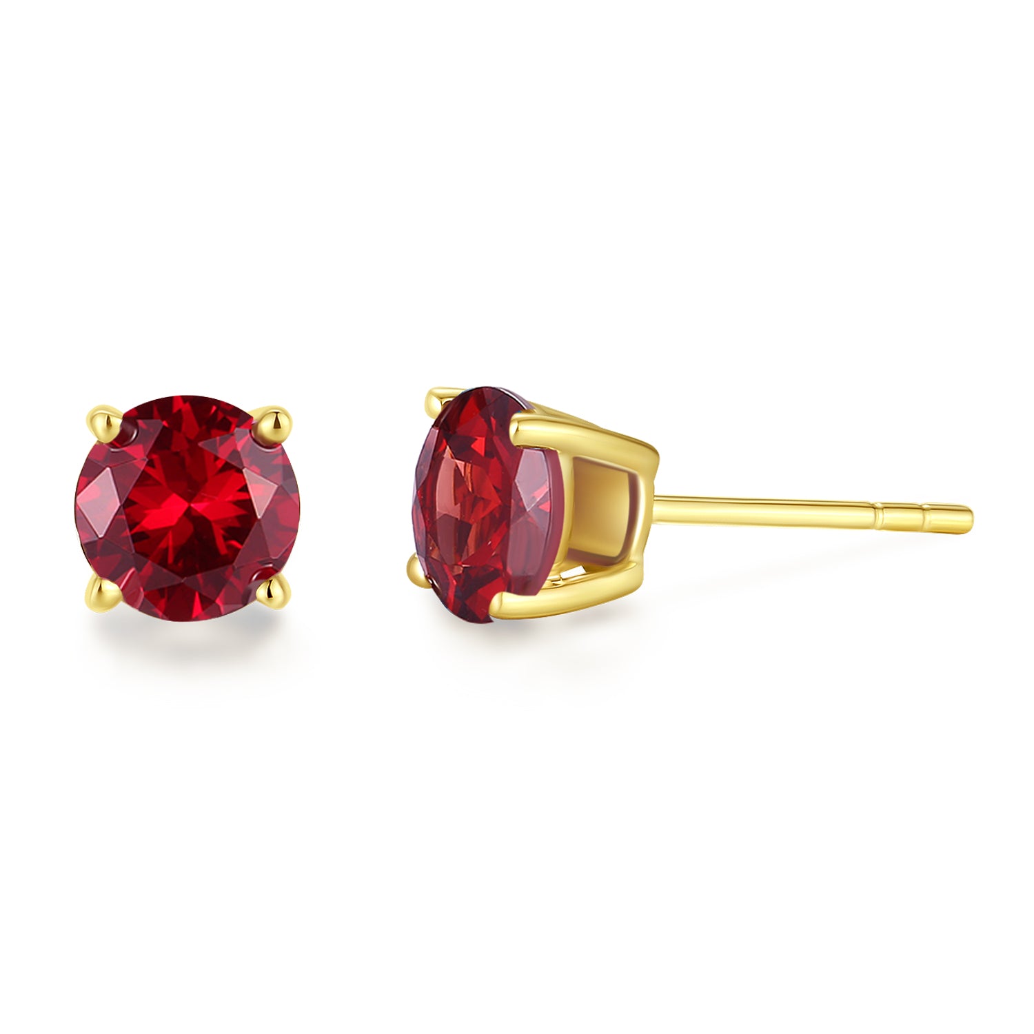 Boucles d'oreilles en pierres précieuses en or jaune massif 14k en forme ronde FANCIME