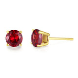 Boucles d'oreilles en pierres précieuses en or jaune massif 14k en forme ronde FANCIME
