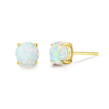 Boucles d'oreilles en pierres précieuses en or jaune massif 14k en forme ronde FANCIME