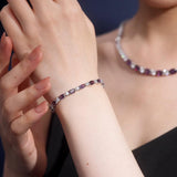 "Radiance Glamour" Bracelet Tennis en Argent Sterling Améthyste Taille Fantaisie Pierre de Naissance de Février